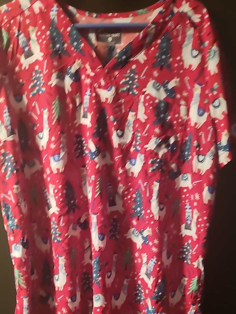 Butter Soft Christmas Llama Scrub Top